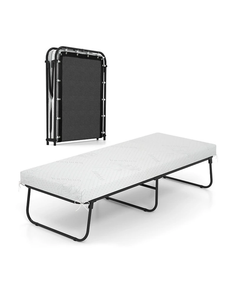 Sugift 75 x 31 Inch Folding Bed with Memory Foam Mattress Cot Size