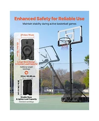 Sugift Portable Basketball Hoop with 10 ft Height Adjustment 48 in Pc Backboard and Wheels