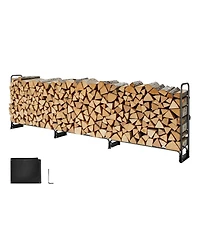 Slickblue 150inches Firewood Rack with Waterproof Cover 660lb Outdoor Log Storage