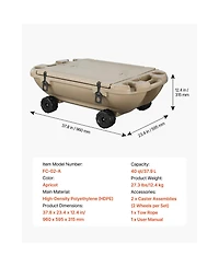 Sugift 40 Qt Floating Ice Chest Cooler with Dry Storage Wheels and Tow Rope for Water and Land