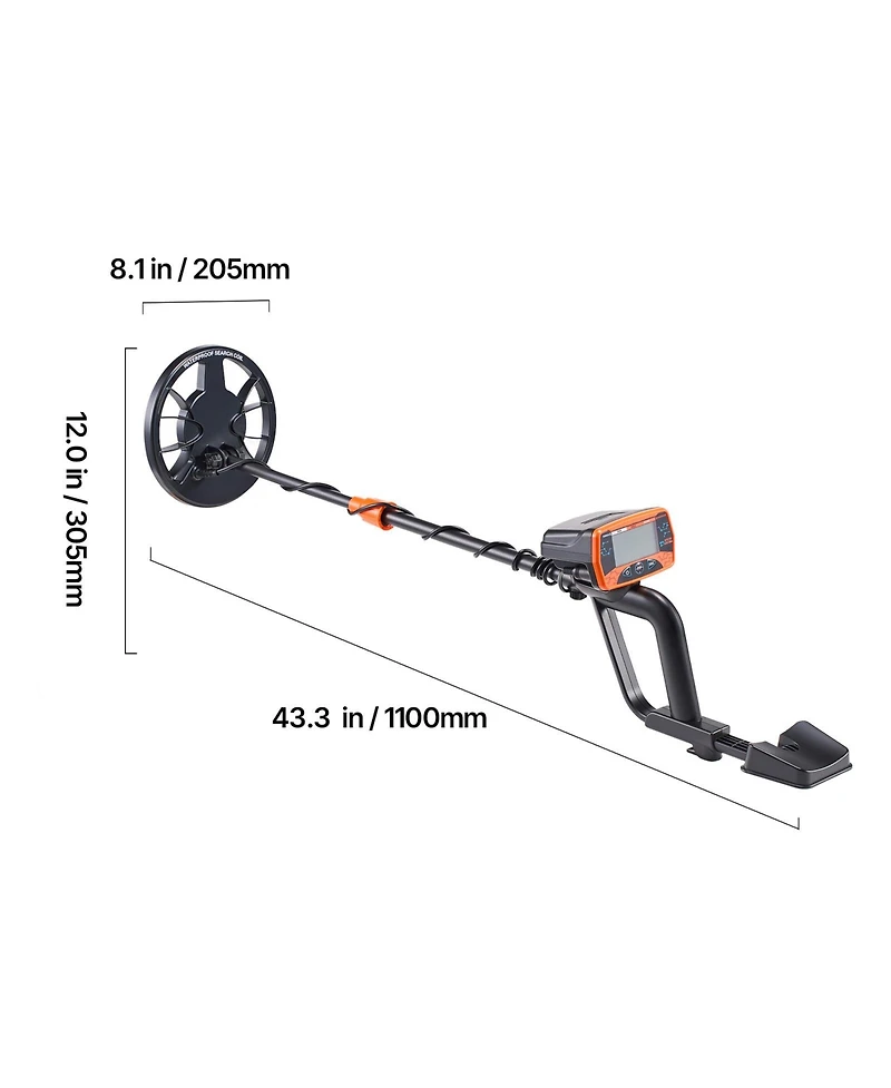 Sugift 8inches Professional Gold Metal Detector With IP68 Waterproof Search Coil Headphones and 3 Modes