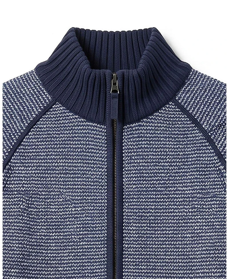 Hope & Henry Boys Organic Long Sleeve Full Zip Raglan Mock Neck Sweater