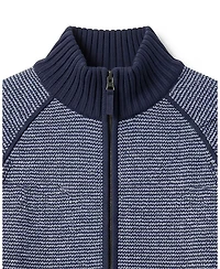 Hope & Henry Boys Organic Long Sleeve Full Zip Raglan Mock Neck Sweater