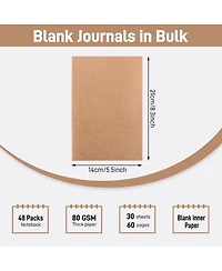Danrong 48 Pack Blank Journals Bulk Travel Office Soft Cover Notebooks 80gsm Paper