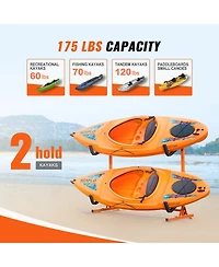 Sugift Freestanding Kayak Storage Rack for 2 Kayaks Heavy-Duty Steel Adjustable Width 175 lbs Max Load