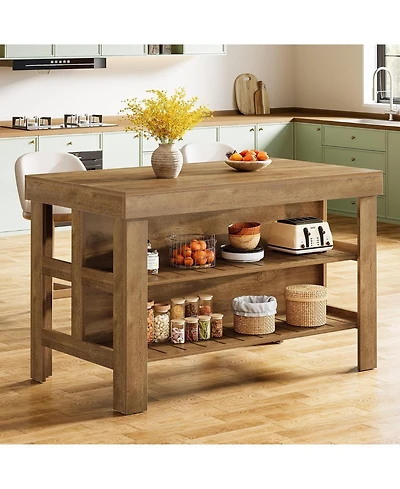 Tribesigns 55.1" Kitchen Island with Seating and Storage