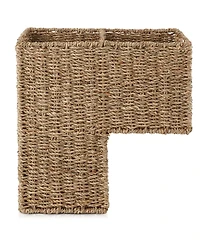 Casafield Stair Basket with Handles, Natural Seagrass - Woven Staircase Step Organizer Bin