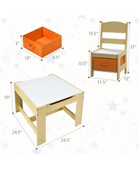 Gouun Kids 24 Inch Activity Table with 2 Chairs Blackboard Whiteboard and Storage