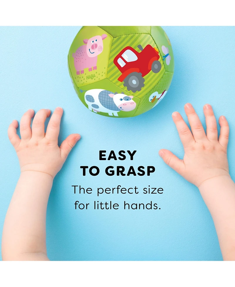 Haba On the Farm Soft Baby Ball with Farm Animals, Sensory Play, Ages 6 Months+