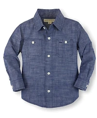 Hope & Henry Little and Big Boy's (S-xl)Organic Long Sleeve Chambray Shirt