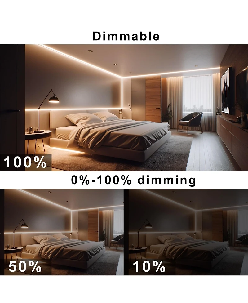 Lofree 16.4'L Dimmable Remote Control Led Strip Light, 2-Piece Set