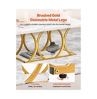 Slickblue Modern 2-Tier Coffee Table with Faux Marble Top, Geometric Metal Frame for Home