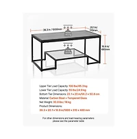 Slickblue Tempered Glass Coffee Table with Led Lights, 2-Tier Modern Center Table for Living Room