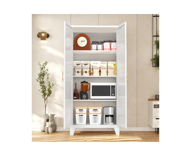 sumyeg 61" 2 Shapely Doors Cabinet Metal Storage Cabinet with Doors and Adjustable Shelves