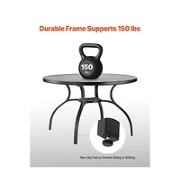 Slickblue Round Metal Patio Table with Umbrella Hole for Garden and Porch