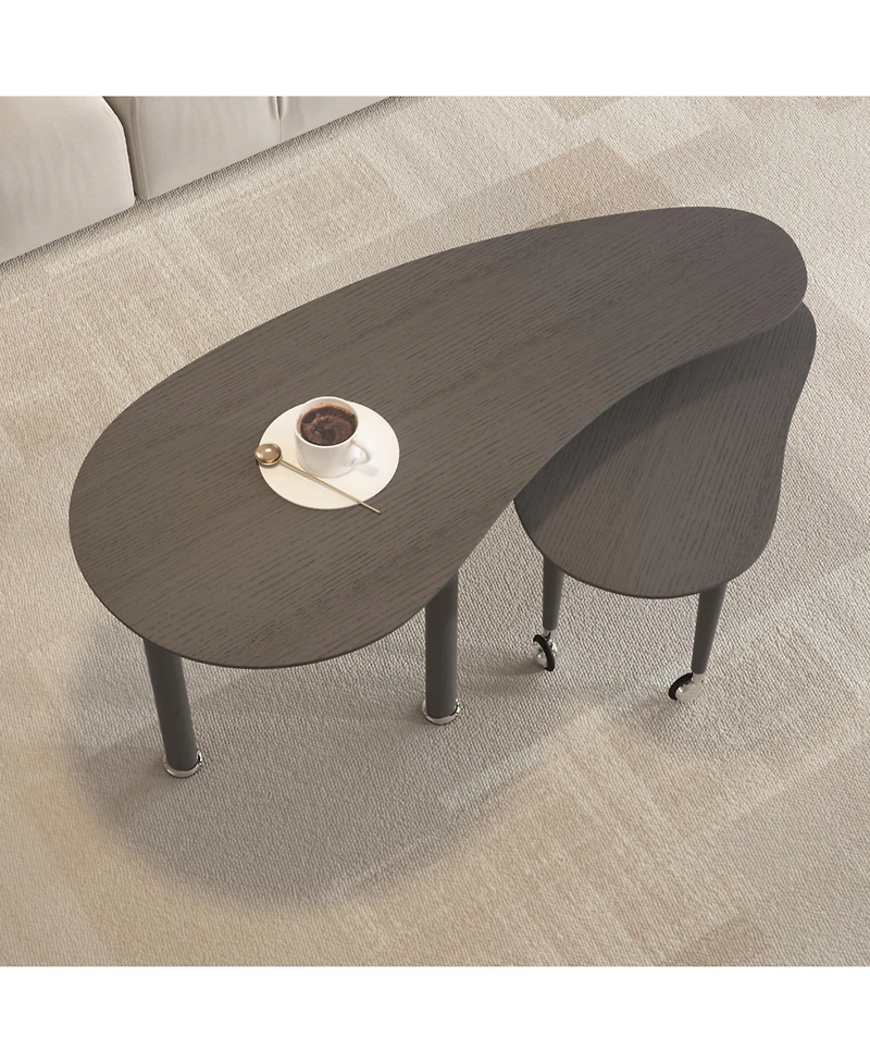 Flynama 360degree Rotatable Coffee Table, Oak Veneer