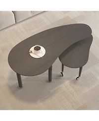 Flynama 360degree Rotatable Coffee Table, Oak Veneer