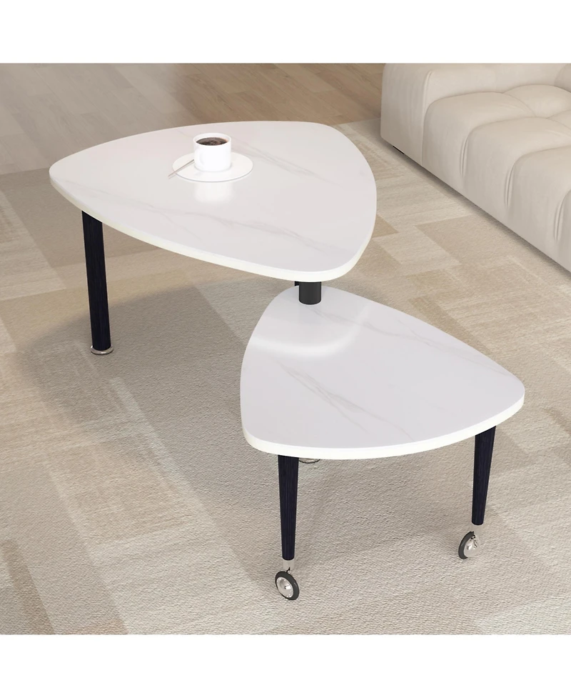 Flynama 360degree(s) Rotatable Coffee Table, Sintered Stone Top