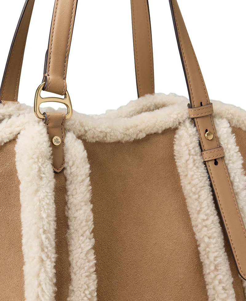 Lauren Ralph Lauren Shearling-Trim Large Tasha Tote Bag