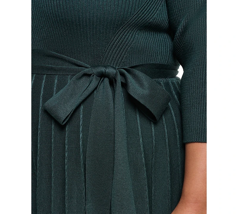 Eliza J Plus Fit & Flare Ribbed-Knit Midi Dress
