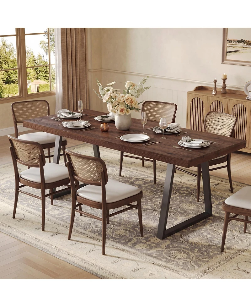 Tribesigns 63" Industrial Dining Table for 4-6 with Solid Wood