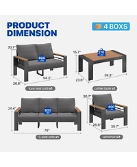 Aoxun 5-Piece Modern Patio Sofa Set C Relax Style Outdoors