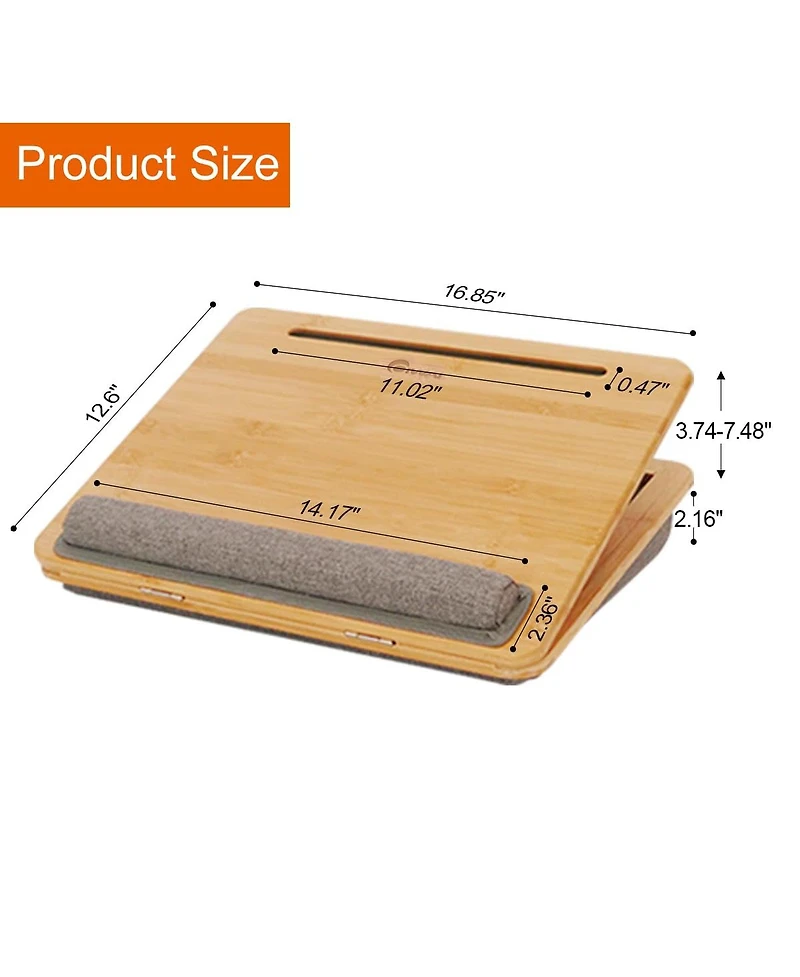 Gnuadz Lap Desk Laptop Bed Tray Adjustable Angle Cushion Phone Holder 12.6" x 16.8