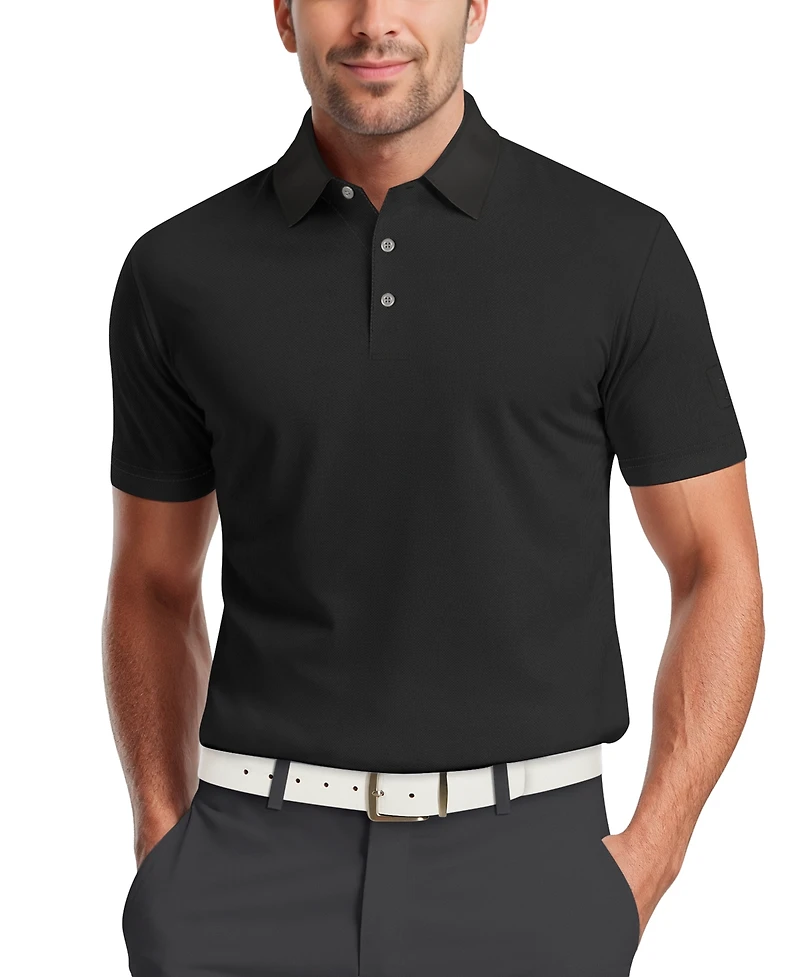 Pga Tour Men's Airflux Solid Mesh Short Sleeve Golf Polo Shirt