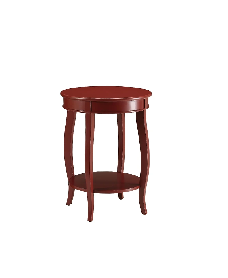 Flynama Aberta Finish Round Accent Table with Bottom Open Storage Shelf, Wooden Cabriole Legs