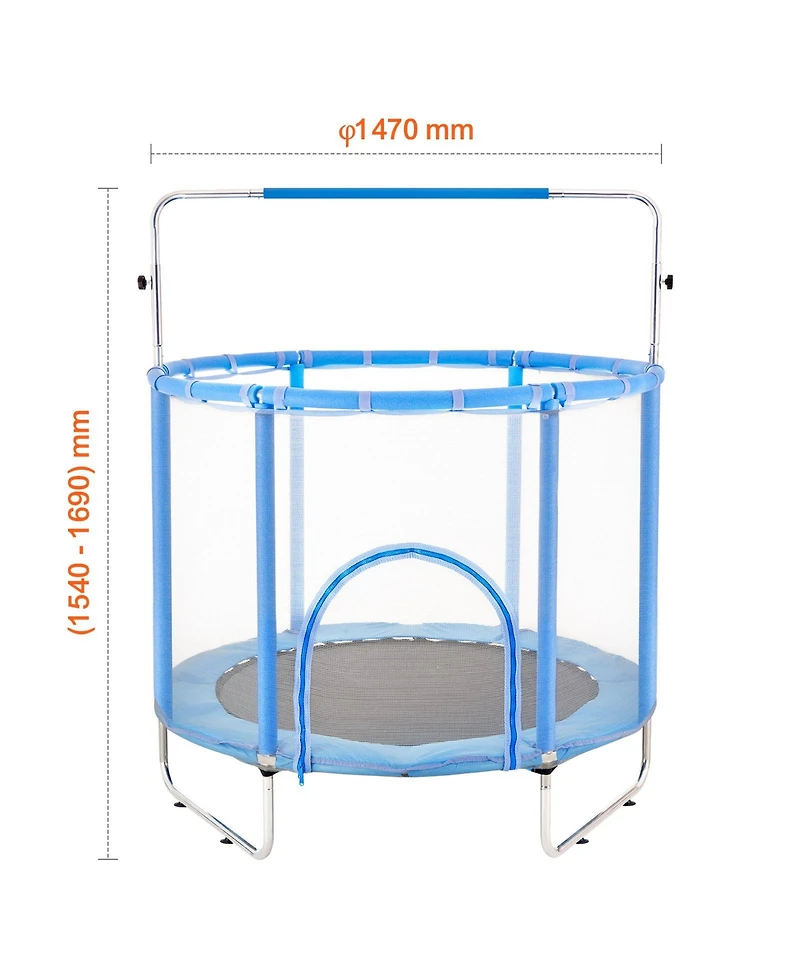 Sugift 55 Inch Indoor/Outdoor Trampoline with Safety Enclosure Net and Basketball Hoop, Ages 3-12
