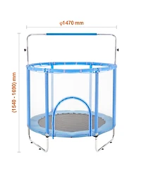 Sugift 55 Inch Indoor/Outdoor Trampoline with Safety Enclosure Net and Basketball Hoop, Ages 3-12