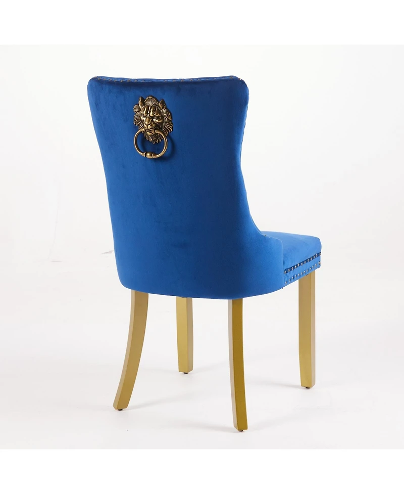 Flynama Mid-Century Modern Velvet Set of 2 with Lion Head Pull Ring