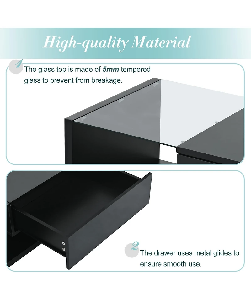Flynama 2-Tier Rectangular Glass Coffee Table
