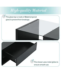 Flynama 2-Tier Rectangular Glass Coffee Table