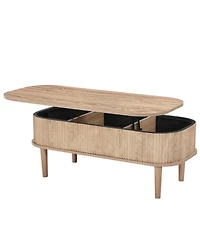 Slickblue Lift Top Oval Coffee Table with Hidden Storage Compartments