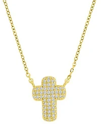Macy's 14k Gold-Plated Mini Pave Cross Pendant Necklace