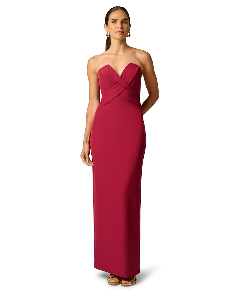 Adrianna Women's Stretch Strapless Crepe Long Dress