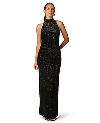 Adrianna Women's Halter Sequin Open-Back Long Dress