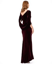 Betsy & Adam Women's Glitter Long Cowl Neck Dress