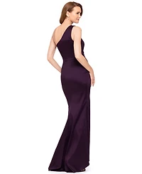 Betsy & Adam Women's Long One-Shoulder Dress