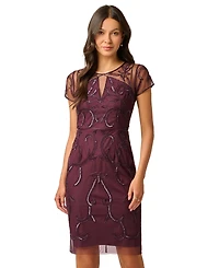 Adrianna Papell Women's Beaded Short-Sleeve Sheath Dress