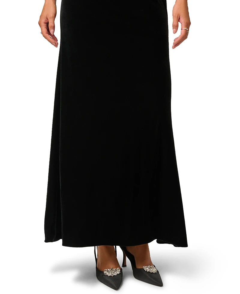 Adrianna Papell Women's Pearly Collar Velvet Halter Gown