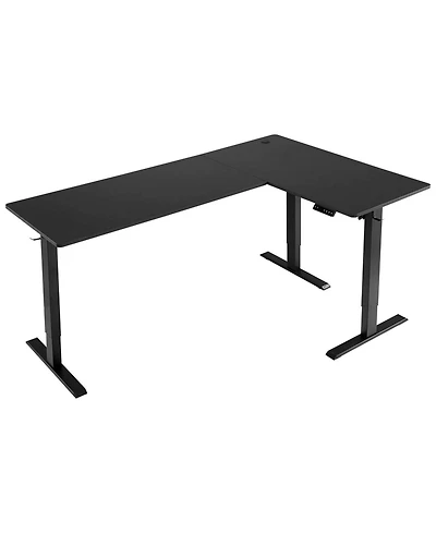 Slickblue Adjustable Height L Shaped Gaming Desk with Dual Hooks