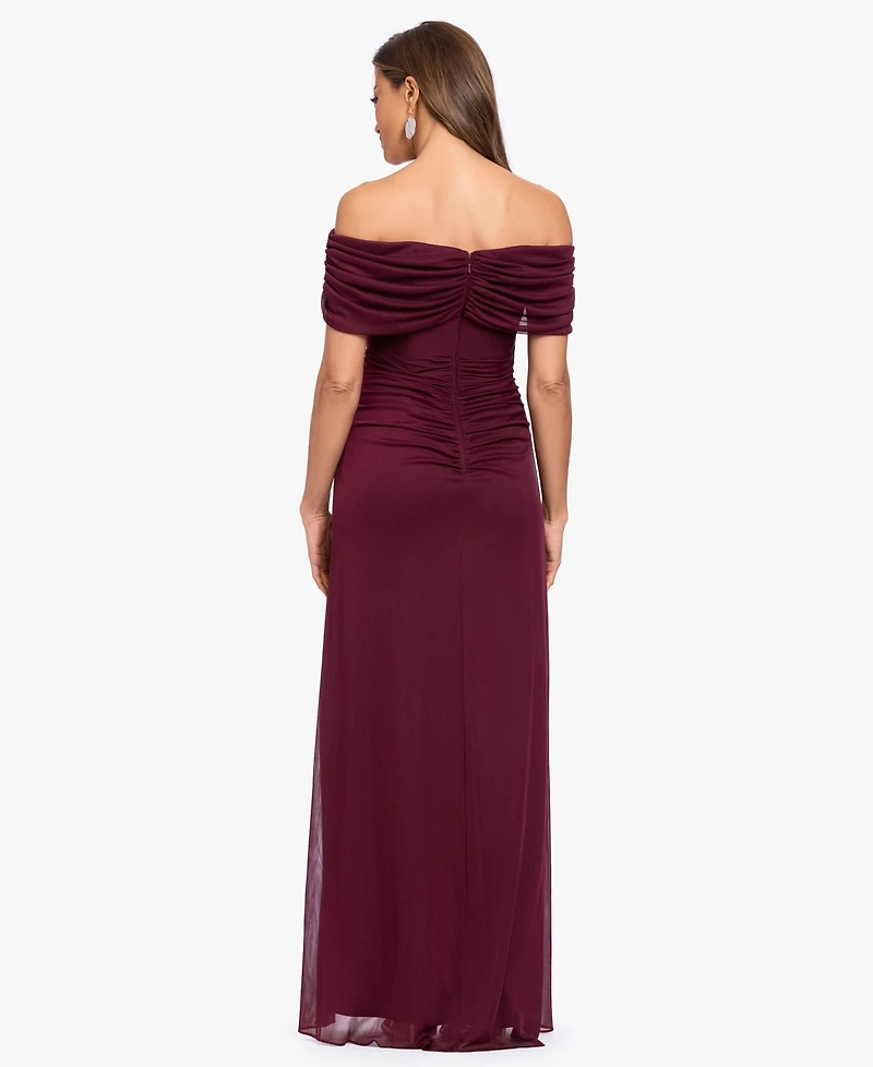 Xscape Women's Off-the-Shoulder Ruched Gown