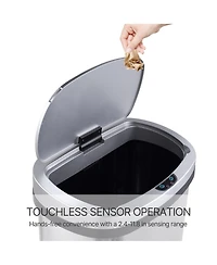 Mega Casa 50 Liter / 13 Gal Stainless Steel Motion Sensor Silent Soft-Close Lid Trash Can for Office, Kitchen