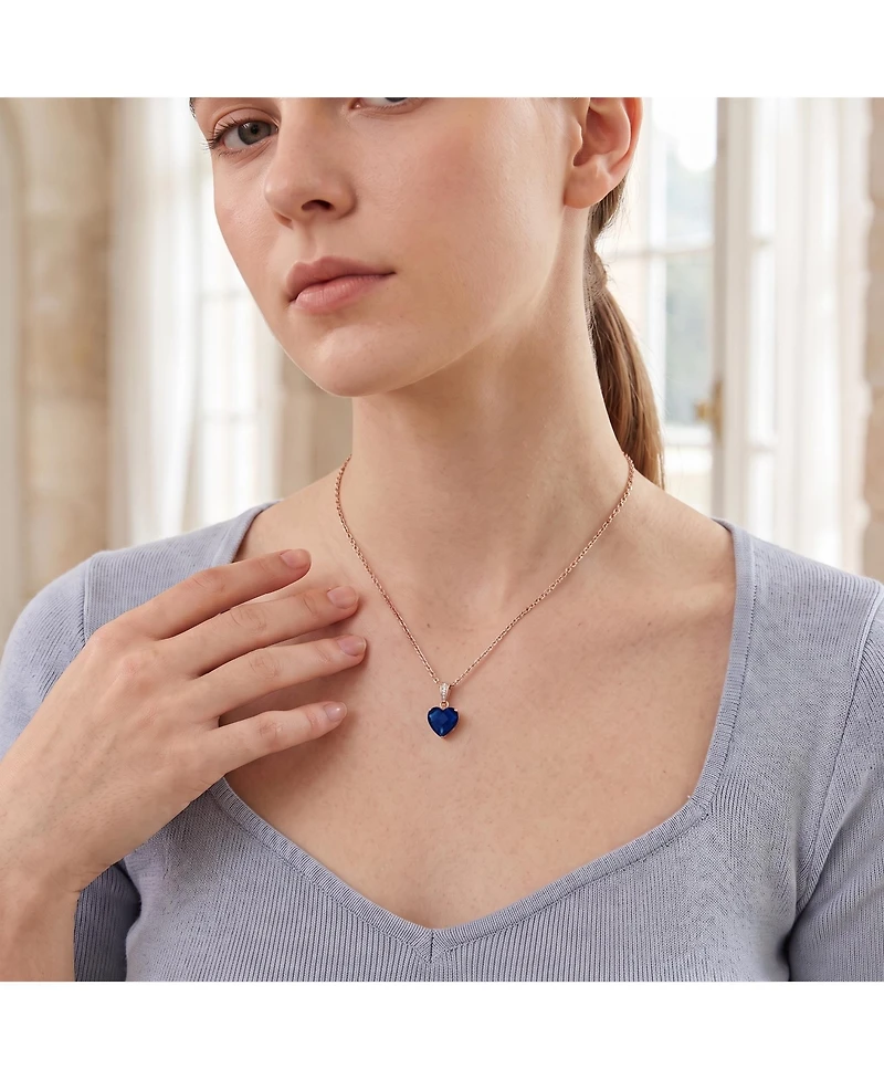 Sterling Silver Cubic Zirconia Heart shape Necklace