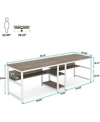 Tribesigns 78.7" Two Person Desk with Bookshelf