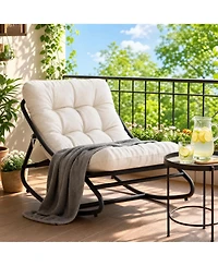 homfan Oversized Patio Rocking Chair Heavy Duty Metal Frame with Thick Removable Cushion 400 lbs Capacity Outdoor Lounge Rocker for Porch Balcony
