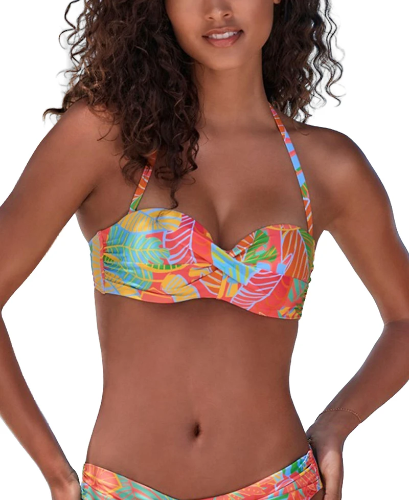 Lascana Women's Tropical Print Bandeau Bikini Swimsuit Top Bra Sizing