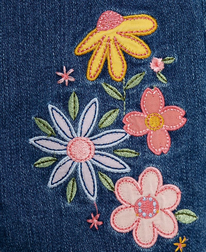 Little Me Baby Girls' Round Neck Top and Flowers Overall, 2-Piece Set